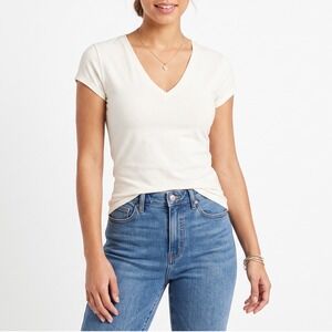 Scoop Top Womens XS Off White V-Neck Recycled Nylon Stretch Like New
